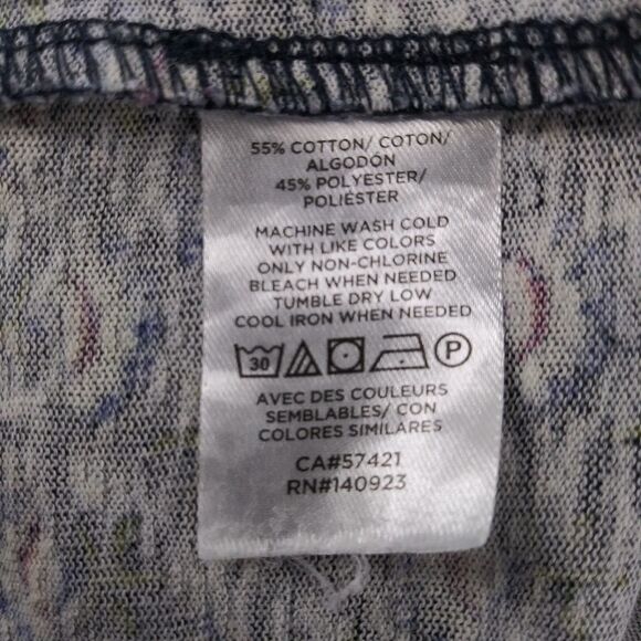 LOFT Outlet Shirt Womens Size M Blue Daises Round Neck Short Sleeve Pullover Top - Picture 5 of 5